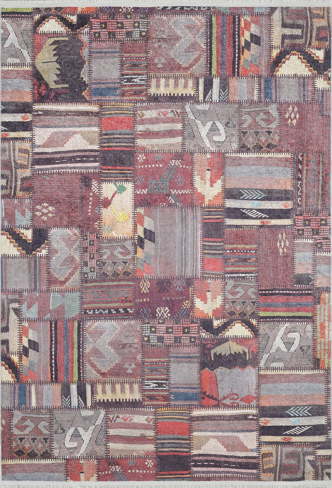 machine-washable-area-rug-Tribal-Ethnic-Patchwork-Collection-Multicolor-JR1960