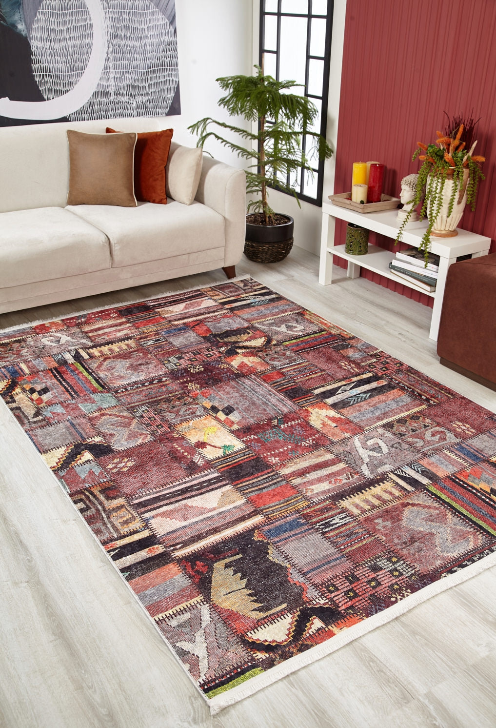 machine-washable-area-rug-Tribal-Ethnic-Patchwork-Collection-Multicolor-JR1960