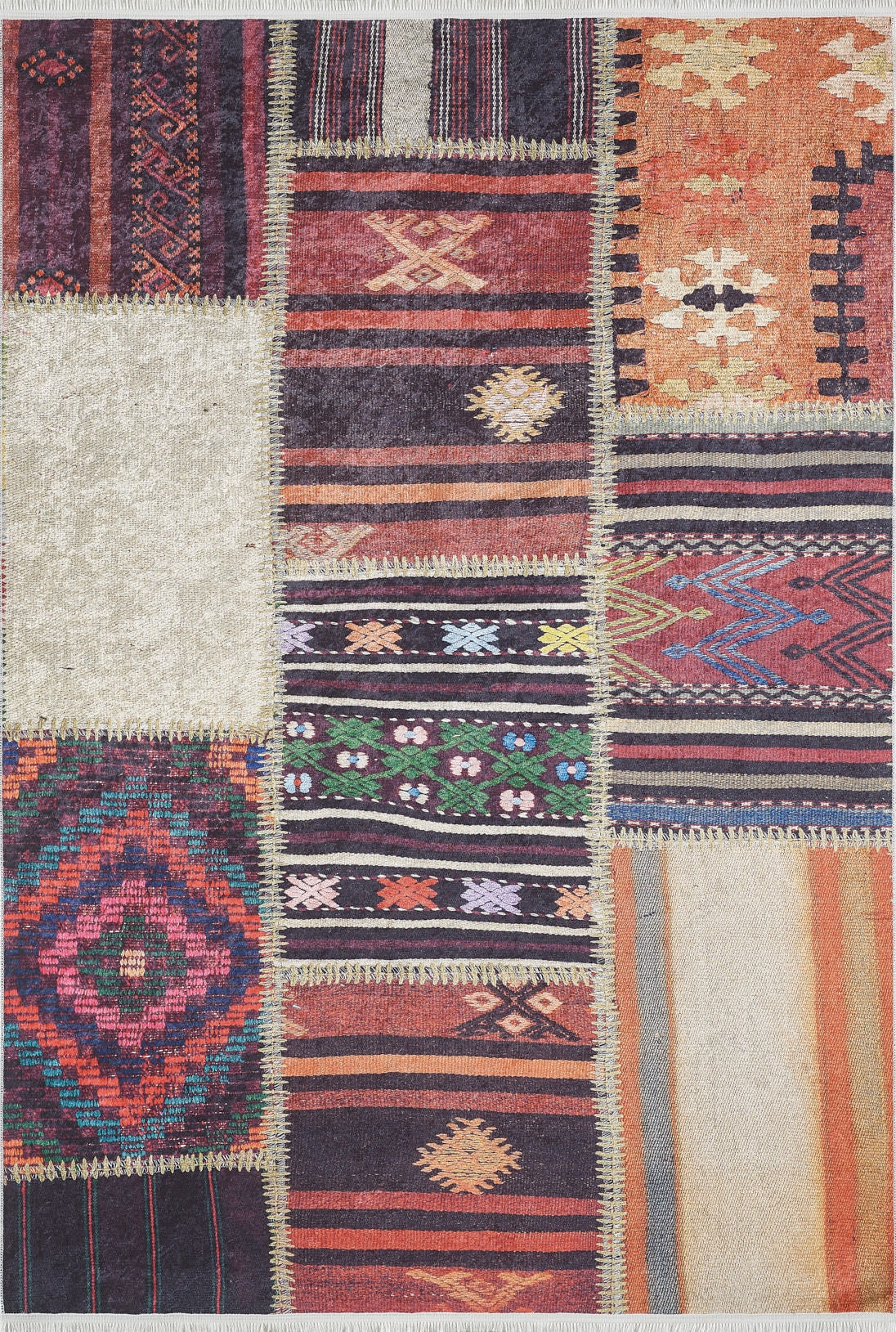 machine-washable-area-rug-Tribal-Ethnic-Patchwork-Collection-Multicolor-JR1968